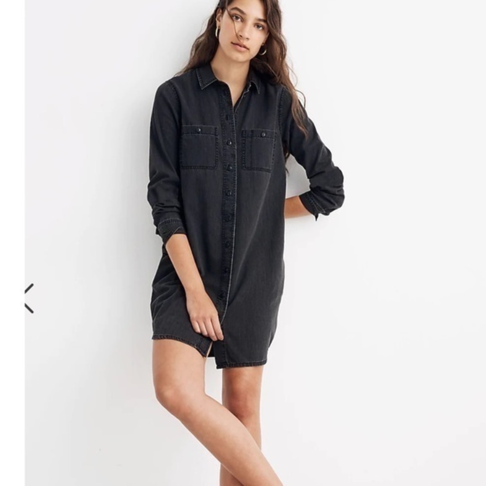 Madewell denim shirt dress in stonewashed black
